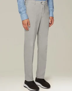 Pantalone grigio chiaro a coste in blend di contone e cashmere