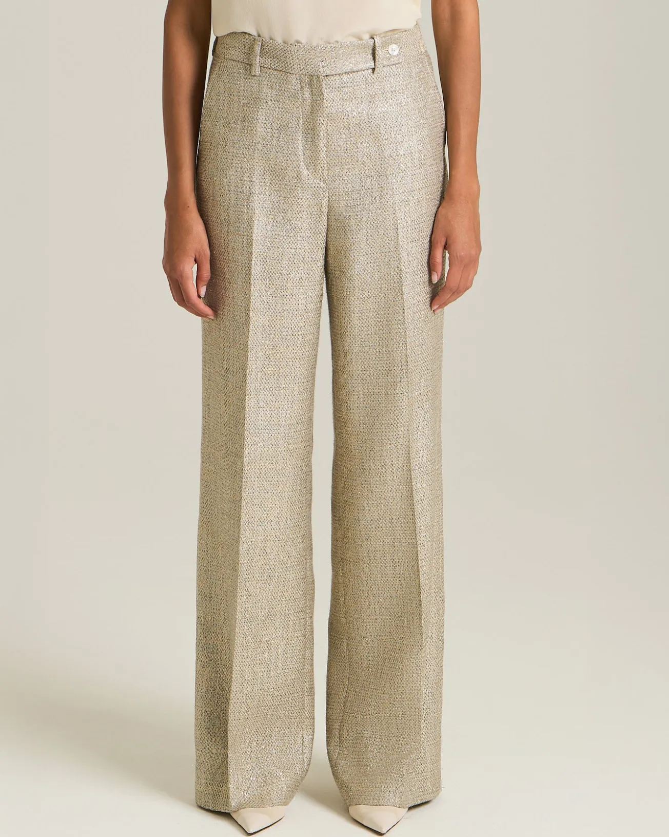 Pantalone In Viscosa Effetto Lamé