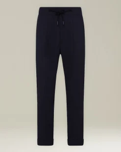 Pantalone joggers uomo blu in Fresco Lana 100%