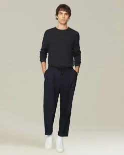 Pantalone joggers uomo blu in Fresco Lana 100%