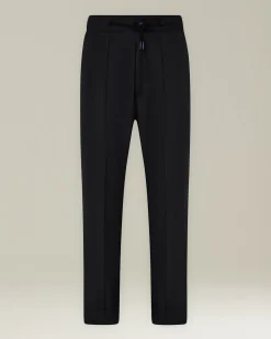 Pantalone joggers uomo nero in Fresco Lana 100%