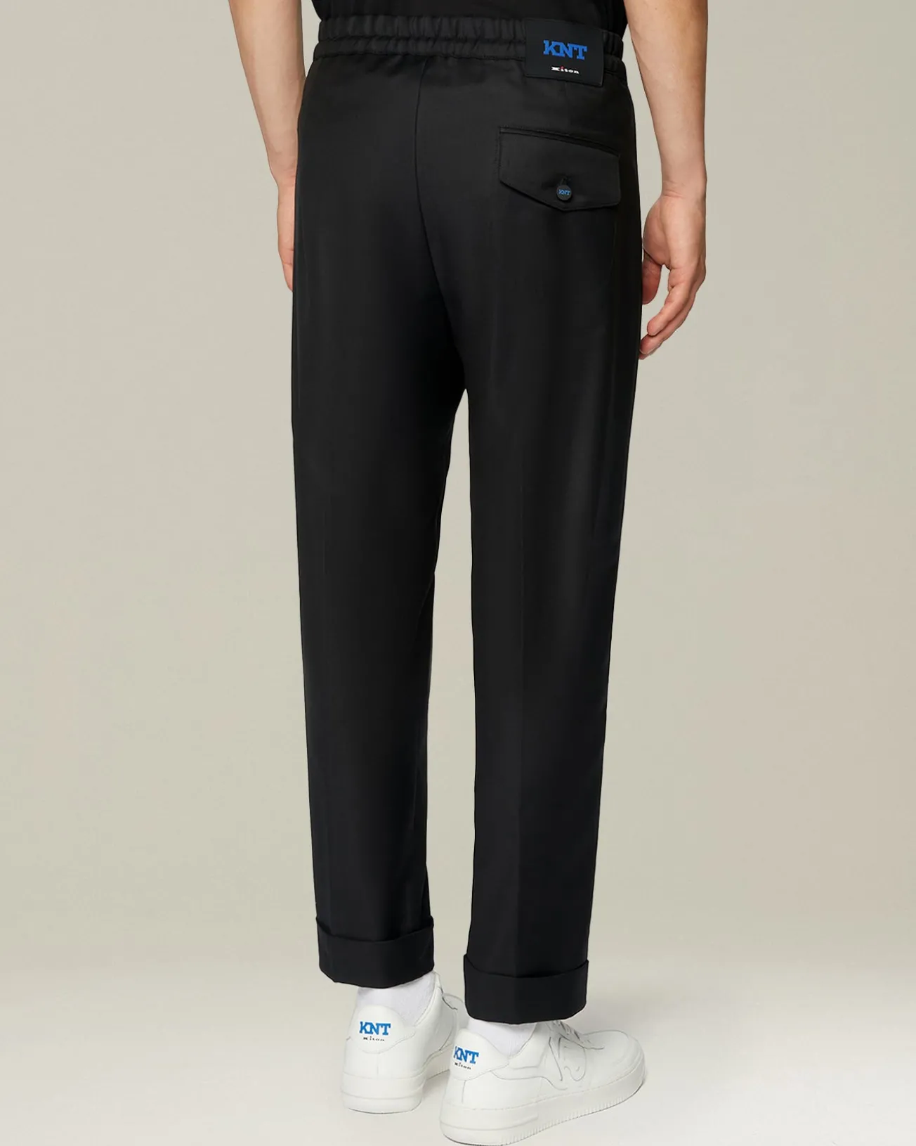 Pantalone joggers uomo nero in Fresco Lana 100%