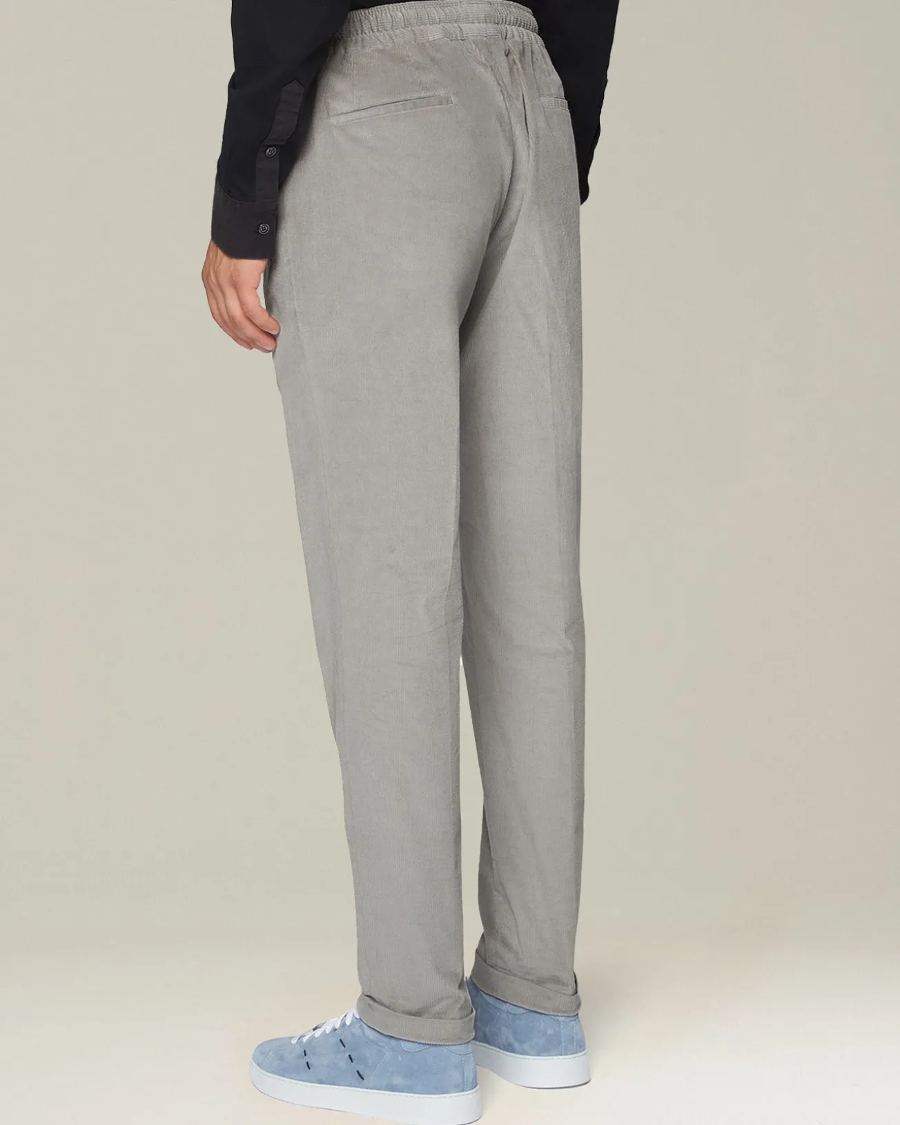 Pantalone uomo a coste con elastico blend cotone e lana