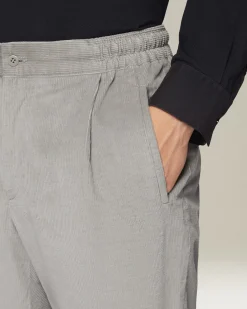 Pantalone uomo a coste con elastico blend cotone e lana