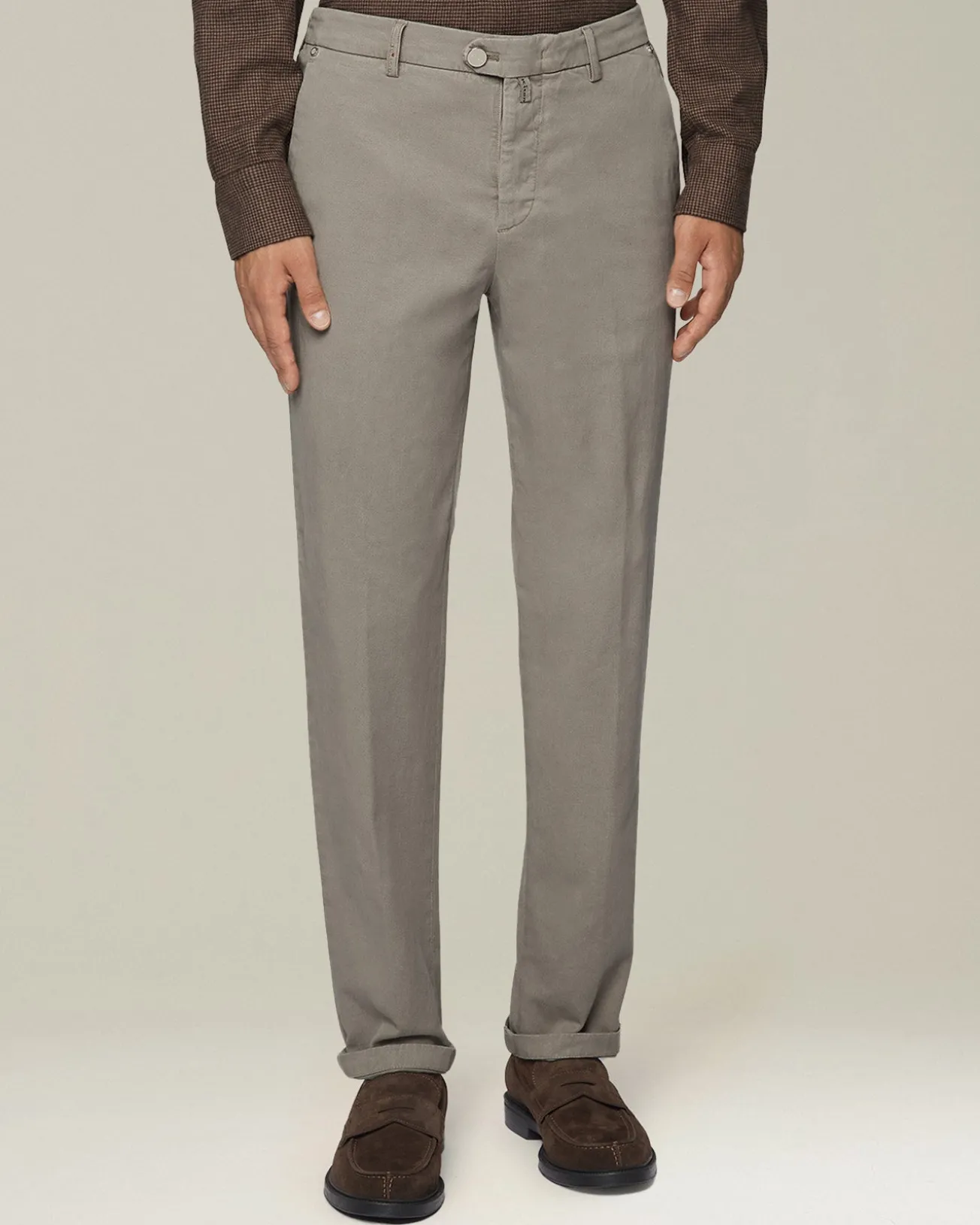 Pantalone uomo classico grigio sabbia