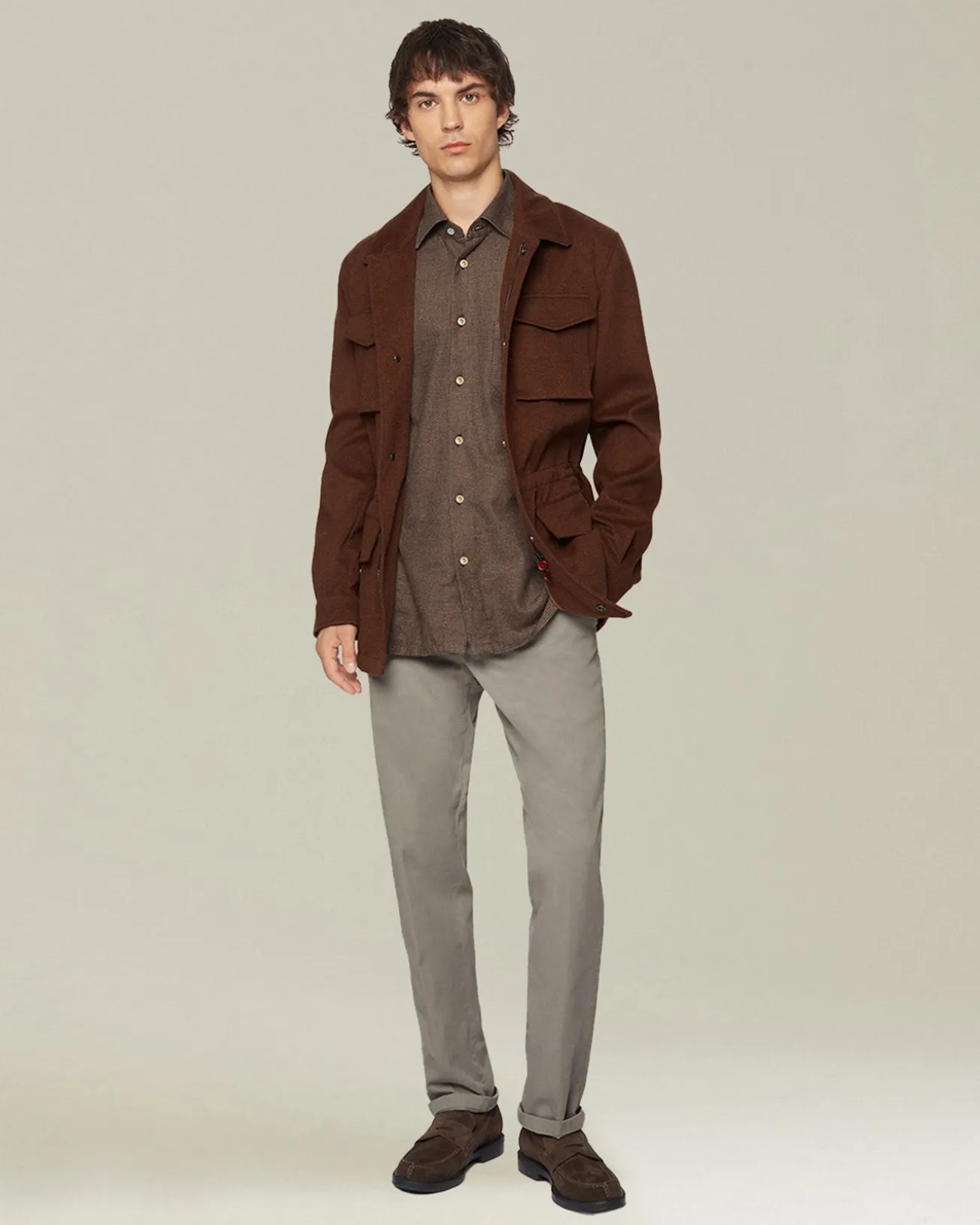 Pantalone uomo classico grigio sabbia