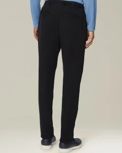 Pantalone uomo con elastico in cotone blend nero