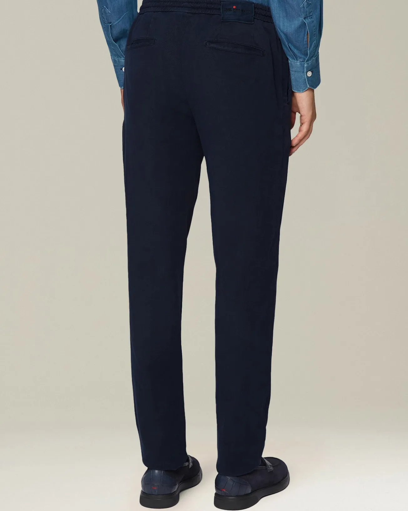 Pantalone uomo con elastico in cotone blend blu navy