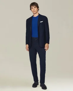Pantalone uomo con elastico in cotone blend blu navy