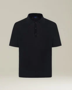 Polo uomo Deluxe in Lana e Seta nera