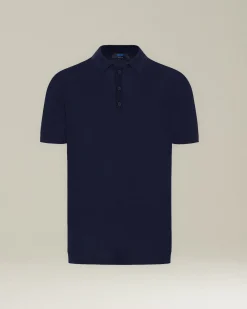 Polo uomo Deluxe in Lana e Seta blu navy