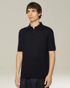 Polo uomo Deluxe in Lana e Seta nera