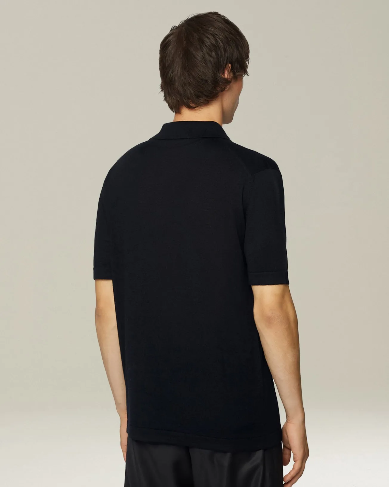 Polo uomo Deluxe in Lana e Seta nera