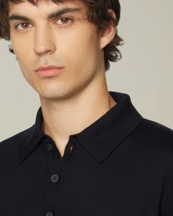 Polo uomo Deluxe in Lana e Seta nera