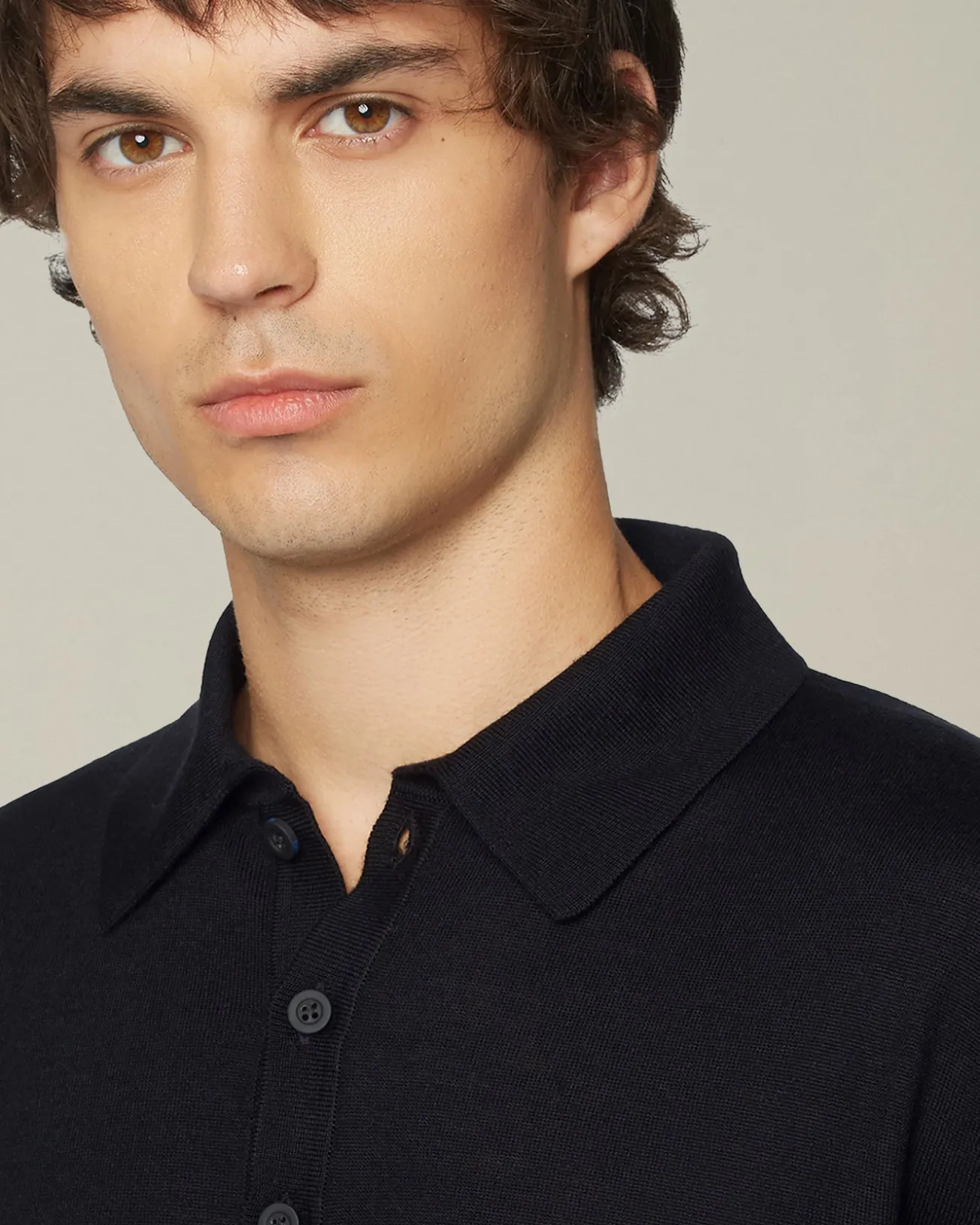 Polo uomo Deluxe in Lana e Seta nera