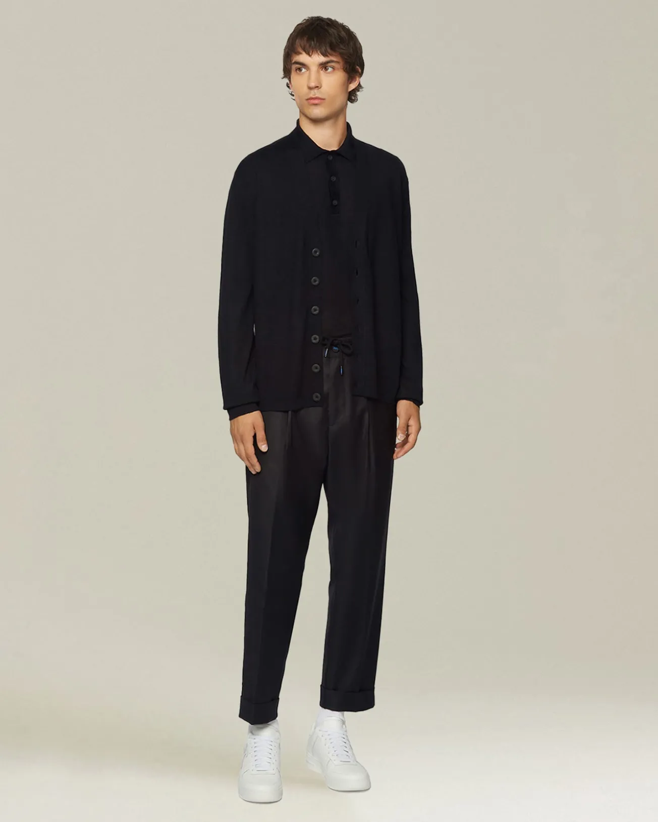 Polo uomo Deluxe in Lana e Seta nera