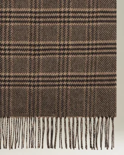 Sciarpa Principe di Galles in seta e cashmere marrone