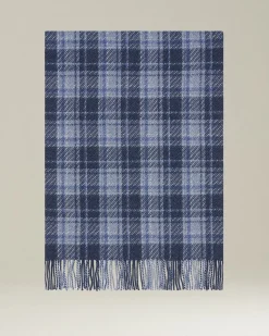 Sciarpa Quadri blu 100% Cashmere