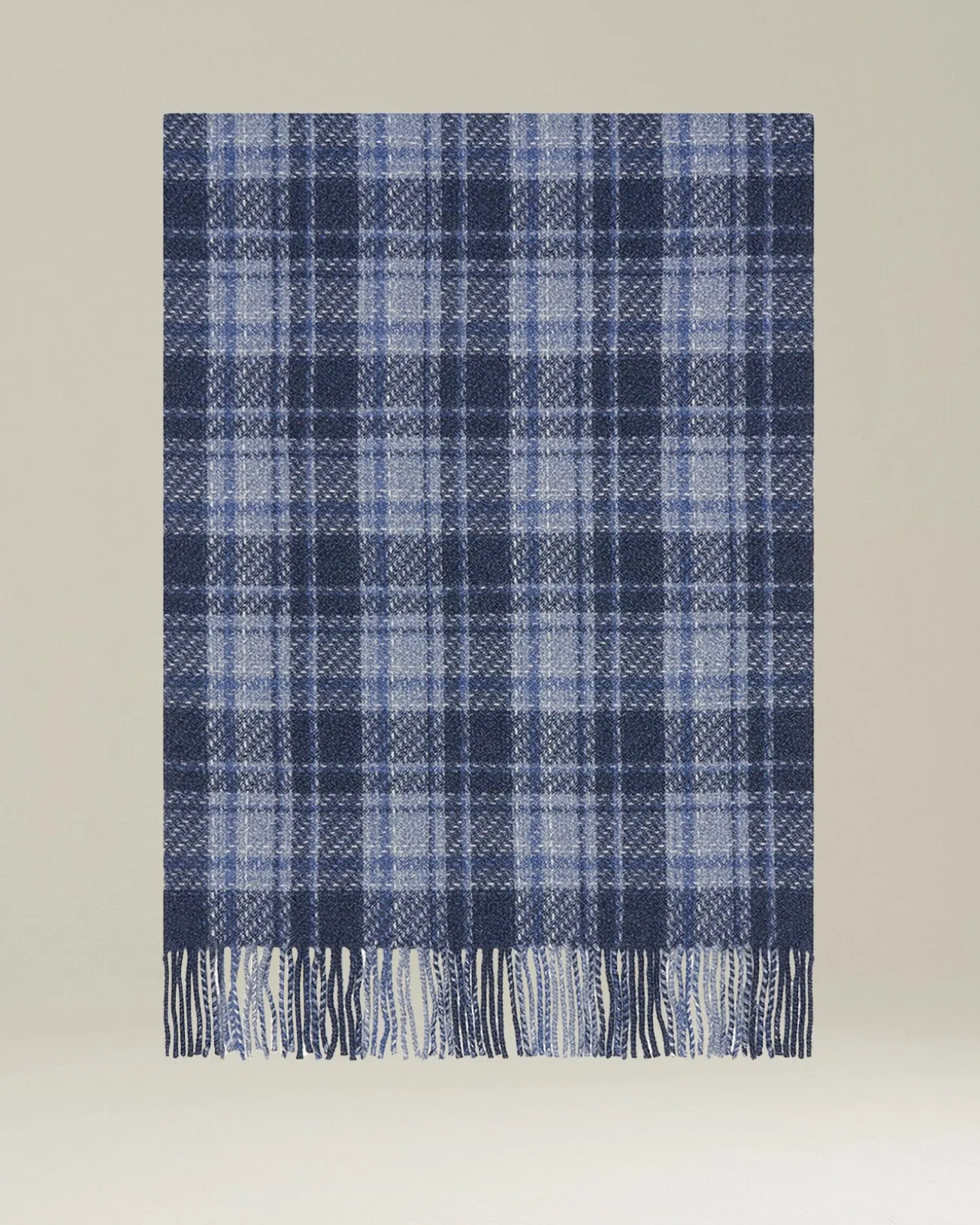 Sciarpa Quadri blu 100% Cashmere