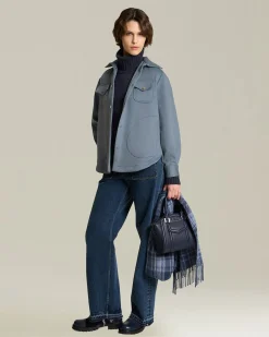 Sciarpa Quadri blu 100% Cashmere