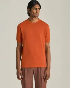 T-shirt girocollo a mezza manica in maglia di cotone