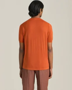 T-shirt girocollo a mezza manica in maglia di cotone
