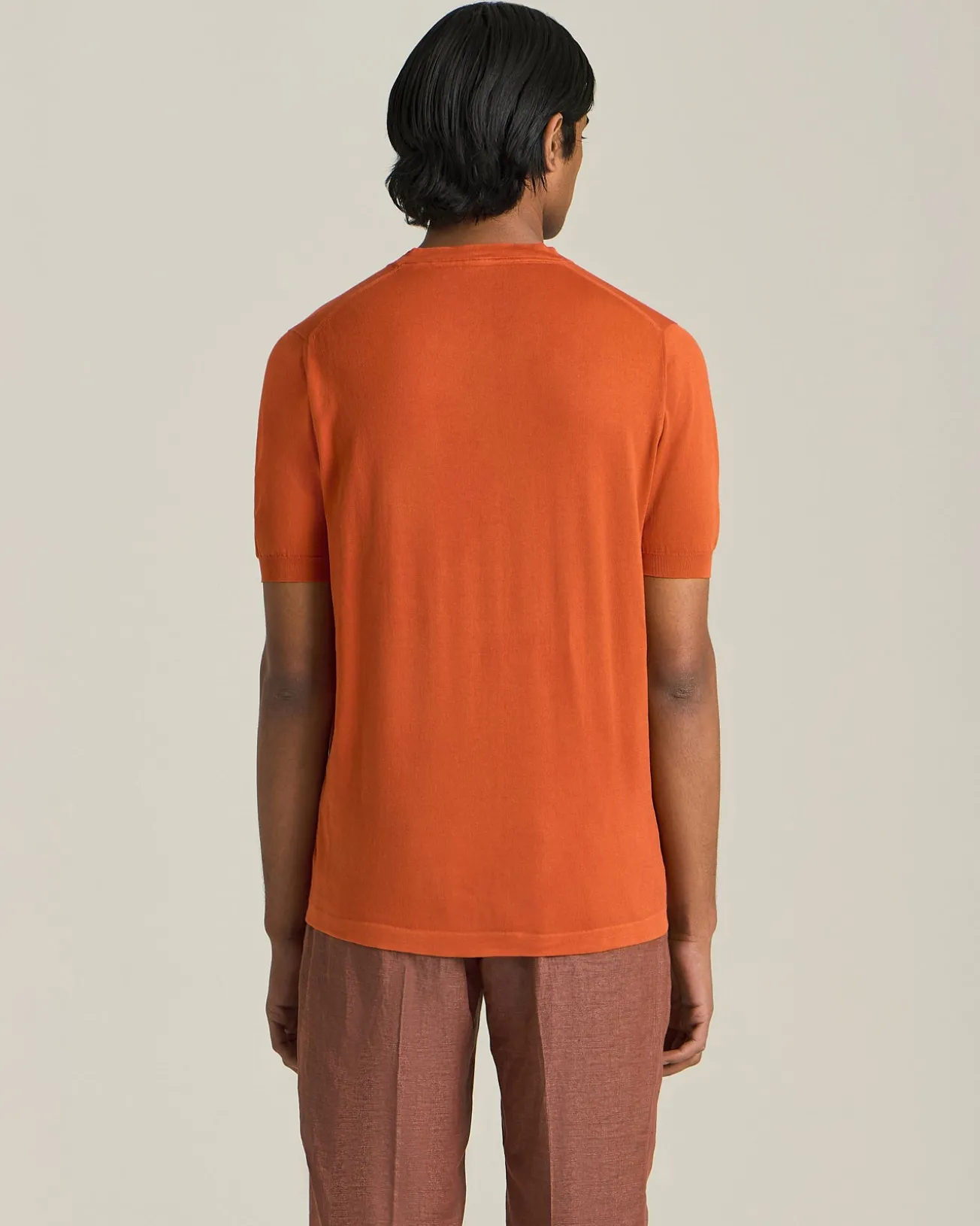 T-shirt girocollo a mezza manica in maglia di cotone