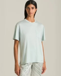 T-Shirt In Seta E Cotone Con Taschino