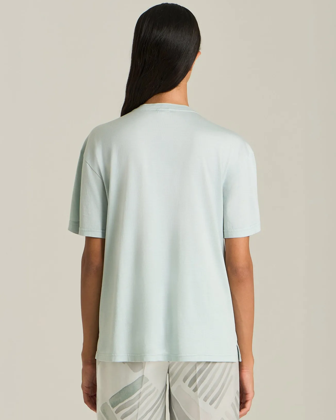 T-Shirt In Seta E Cotone Con Taschino
