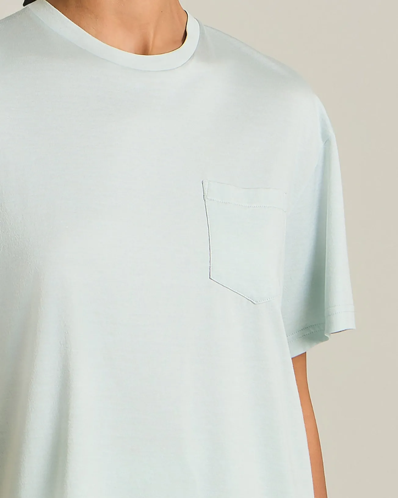 T-Shirt In Seta E Cotone Con Taschino