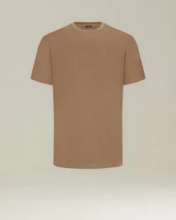 T-shirt in sofficie cotone color cammello