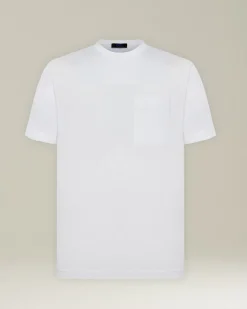 T-shirt KNT in Jersey di contone bianca con taschino