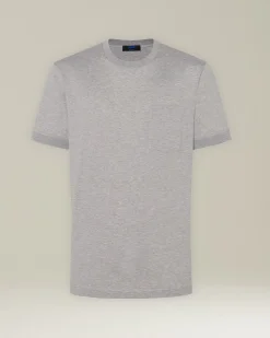 T-shirt KNT in Jersey di contone grigiio perla con taschino