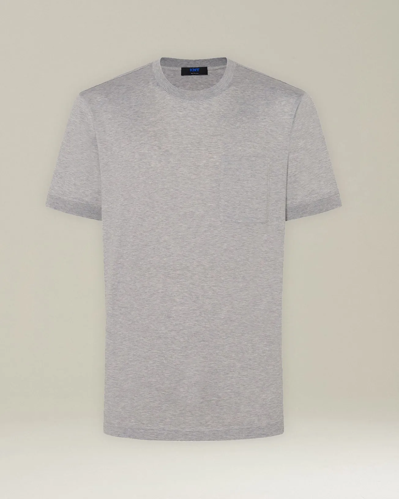 T-shirt KNT in Jersey di contone grigiio perla con taschino