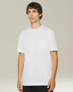 T-shirt KNT in Jersey di contone bianca con taschino