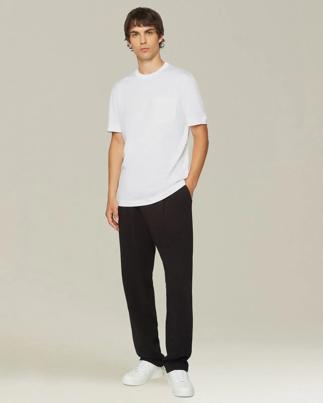 T-shirt KNT in Jersey di contone bianca con taschino