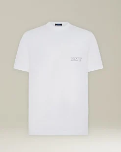 T-shirt logo bianca in jersey di cotone KNT