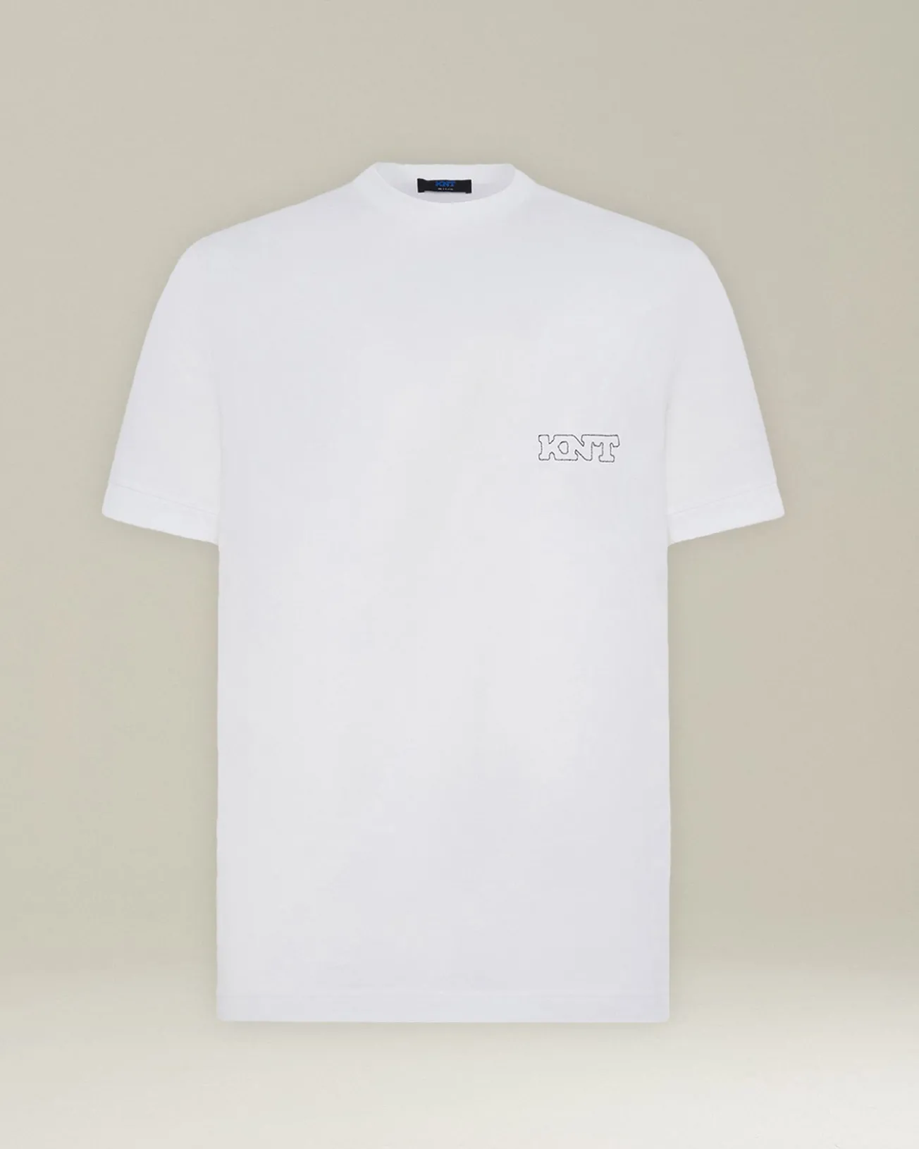 T-shirt logo bianca in jersey di cotone KNT