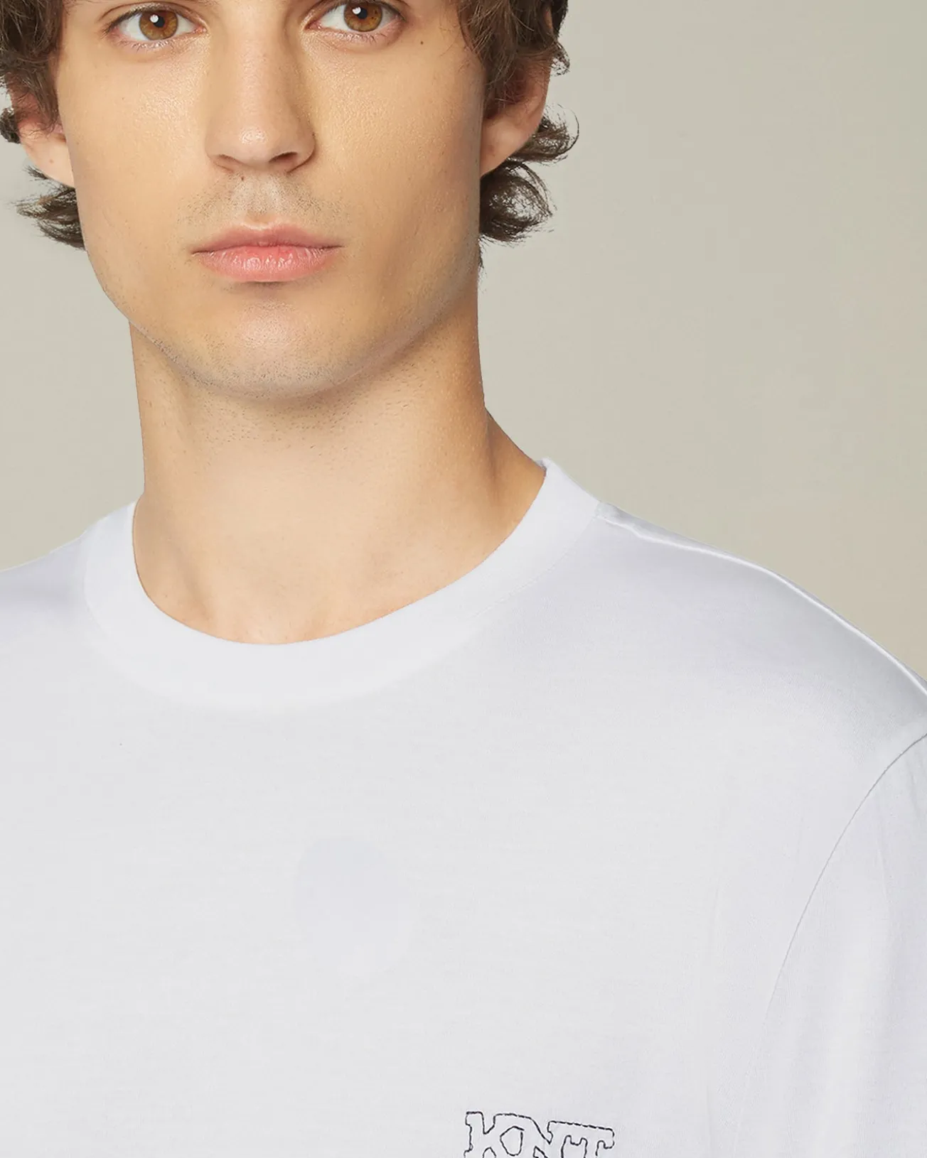 T-shirt logo bianca in jersey di cotone KNT