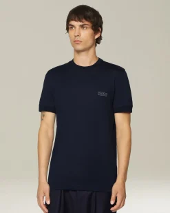 T-shirt logo nera in jersey di cotone KNT