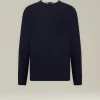 T-shirt uomo manica lunga in lana mélange blu